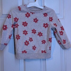 Cat & Jack Gray Sweater with Red Floral Pattern